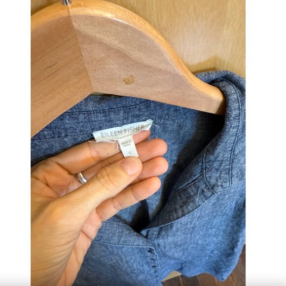 Eileen Fisher - Cotton Hemp Button Front Dress - Picture 3 of 4